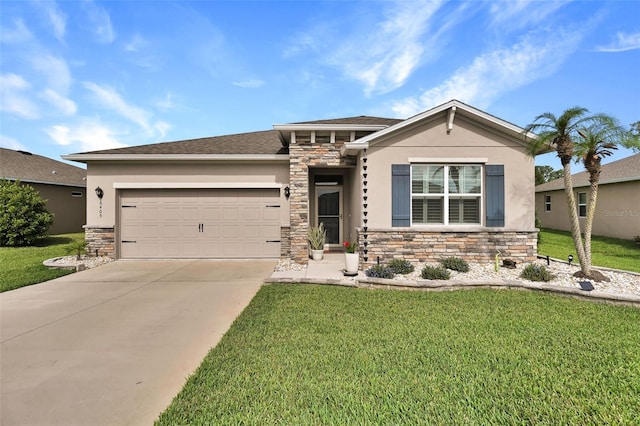 6405 SW 88th Loop, Ocala, FL 34476 - view of front facade featuring stone siding, stucco siding, concrete driveway, and a garage