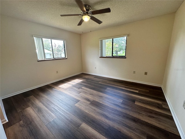 10080 SW 97th Ct, Ocala, FL 34481 - unfurnished room featuring dark wood-type flooring, ceiling fan, a textured ceiling, and baseboards