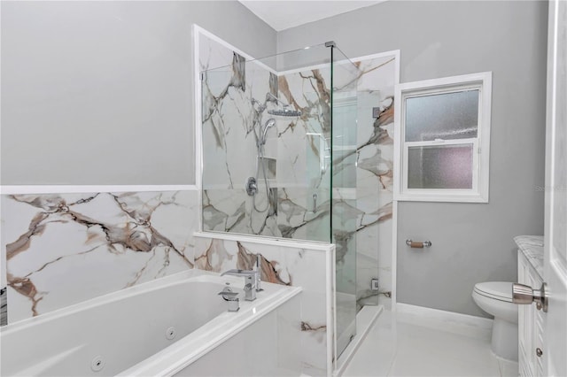 14550 SW 61st Ct, Ocala, FL 34473 - full bath with a marble finish shower, a tub with jets, toilet, and vanity