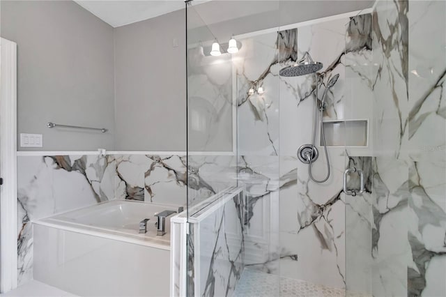 14550 SW 61st Ct, Ocala, FL 34473 - full bathroom featuring a marble finish shower and a bath