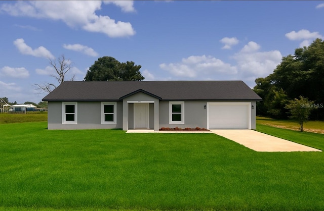 3529 SW 150th Ct, Dunnellon, FL 34432 - view of front of property featuring stucco siding, a front yard, and a garage