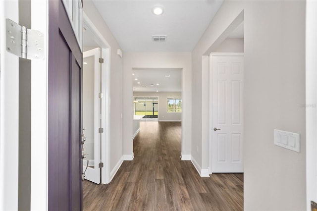 9865 SW 105th Ct, Ocala, FL 34481 - hallway with wood finished floors, baseboards, and recessed lighting