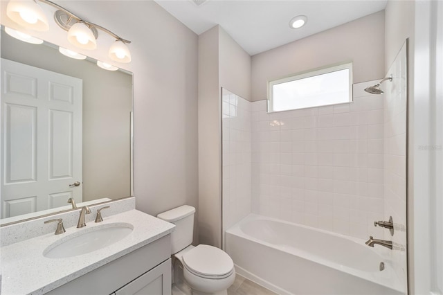 9865 SW 105th Ct, Ocala, FL 34481 - bathroom with toilet, vanity, and washtub / shower combination
