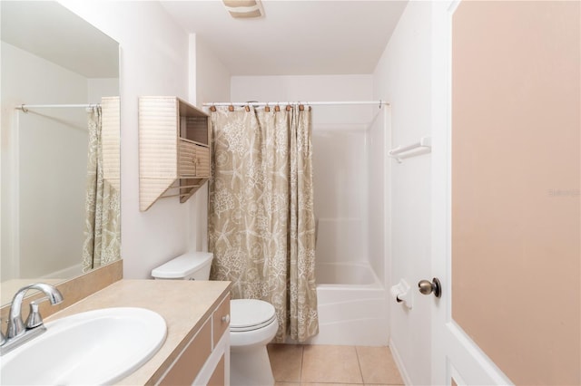 3019 NW Juanita Pl, Cape Coral, FL 33993 - bathroom with vanity, shower / bath combination with curtain, toilet, and tile patterned floors