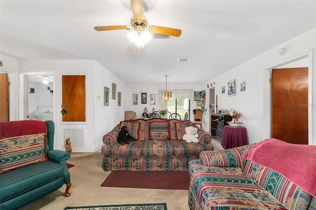 17128 SE 140th Ave, Weirsdale, FL 32195 - living room featuring ceiling fan and carpet