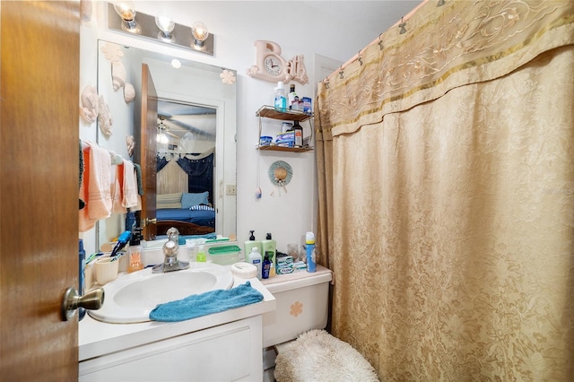 17128 SE 140th Ave, Weirsdale, FL 32195 - bathroom featuring ensuite bathroom, vanity, and a shower with curtain