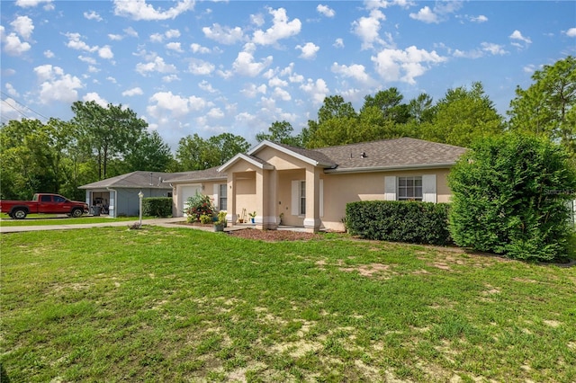 9 Bahia Trace Loop, Ocala, FL 34472 - ranch-style house featuring a garage, stucco siding, a front yard, and concrete driveway