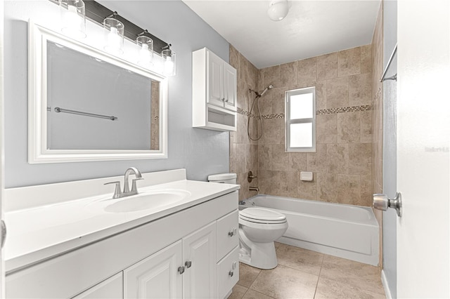 6989 SE 52nd Pl, Ocala, FL 34472 - bathroom featuring vanity, shower / bath combination, toilet, and tile patterned floors