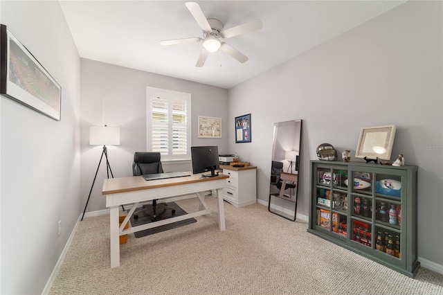 5651 NW 40th Pl, Ocala, FL 34482 - office with a ceiling fan, light colored carpet, and baseboards