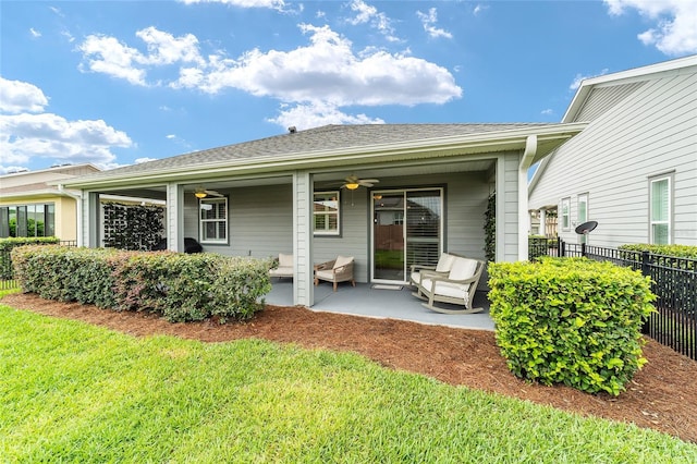 5651 NW 40th Pl, Ocala, FL 34482 - back of house featuring ceiling fan and a patio