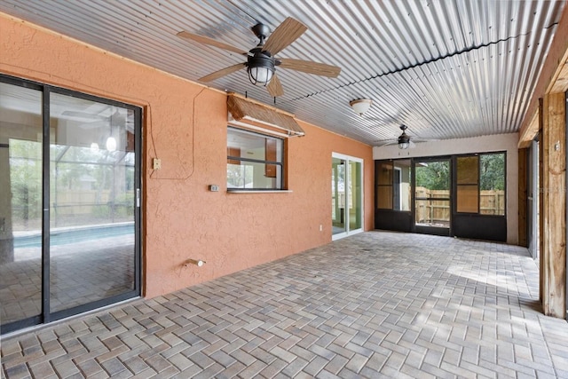 9606 N Caressa Way, Citrus Springs, FL 34434 - view of patio / terrace featuring ceiling fan and a pool
