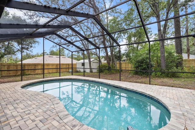 9606 N Caressa Way, Citrus Springs, FL 34434 - view of swimming pool featuring a fenced backyard, a patio, and a lanai