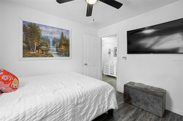 15324 SW 40th Place Rd, Ocala, FL 34481 - bedroom featuring wood finished floors, baseboards, and ceiling fan