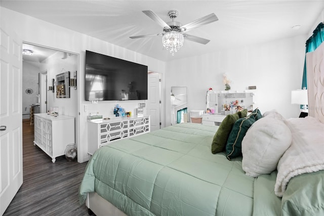 15324 SW 40th Place Rd, Ocala, FL 34481 - bedroom with dark wood-style flooring and ceiling fan