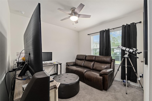 32 Hickory Course Loop, Ocala, FL 34472 - living room with baseboards, ceiling fan, and light carpet