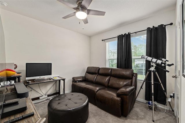 32 Hickory Course Loop, Ocala, FL 34472 - carpeted living room with baseboards and a ceiling fan