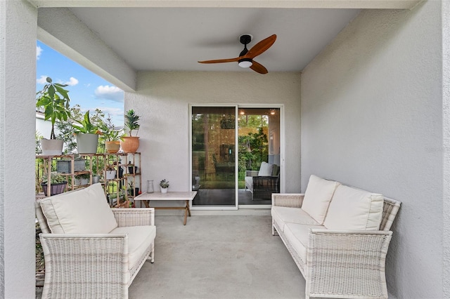 32 Hickory Course Loop, Ocala, FL 34472 - balcony with a ceiling fan and an outdoor hangout area