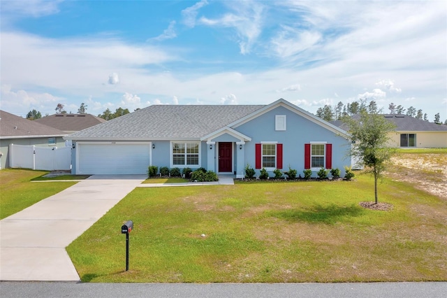 3418 SW 155th Pl, Ocala, FL 34473 - ranch-style house with an attached garage, concrete driveway, stucco siding, and roof with shingles