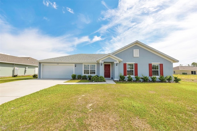 3418 SW 155th Pl, Ocala, FL 34473 - view of front of property with driveway, a garage, stucco siding, and a front lawn