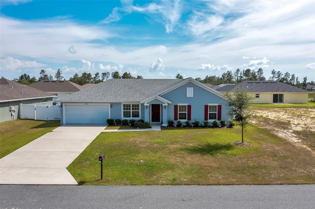 3418 SW 155th Pl, Ocala, FL 34473 - ranch-style home with a garage, driveway, stucco siding, and a gate