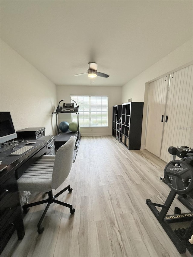 186 NW 44th St, Ocala, FL 34475 - home office featuring wood finished floors and ceiling fan