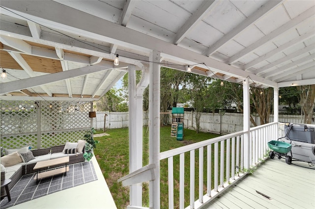 828 SE 3rd St, Ocala, FL 34471 - wooden deck featuring a playground and an outdoor living space