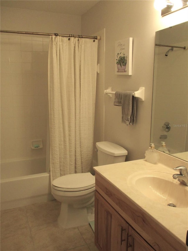 14192 SW 112th Cir, Dunnellon, FL 34432 - full bathroom with vanity, shower / tub combo with curtain, tile patterned flooring, and toilet
