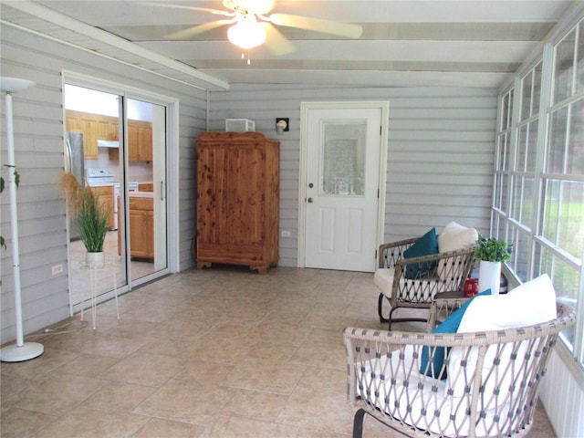 14192 SW 112th Cir, Dunnellon, FL 34432 - sunroom with ceiling fan and beamed ceiling
