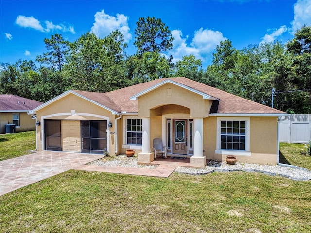 8080 N Susan Ave, Dunnellon, FL 34433 - view of front of home with stucco siding, an attached garage, driveway, and roof with shingles