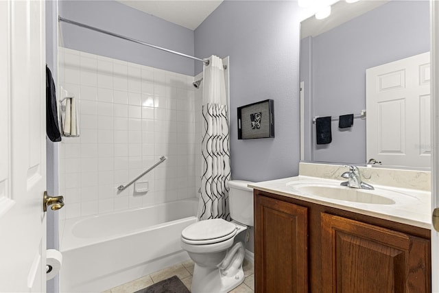 9551 SW 92nd Ter, Ocala, FL 34481 - full bathroom featuring shower / bathtub combination with curtain, vanity, toilet, and tile patterned floors