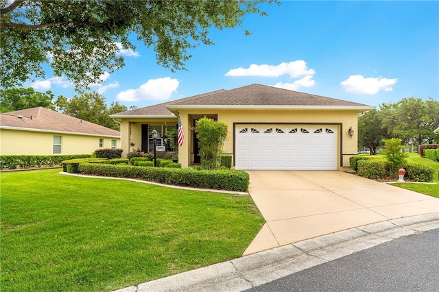 9551 SW 92nd Ter, Ocala, FL 34481 - single story home with a garage, a front yard, concrete driveway, and stucco siding