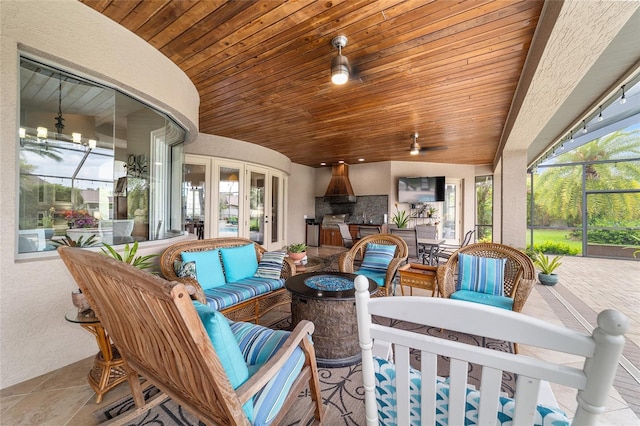 3986 SE 43rd Cir, Ocala, FL 34480 - view of patio / terrace with an outdoor living space, french doors, and glass enclosure