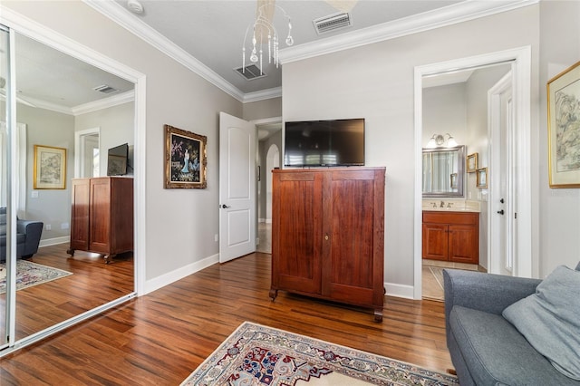 3986 SE 43rd Cir, Ocala, FL 34480 - living room featuring wood finished floors and crown molding