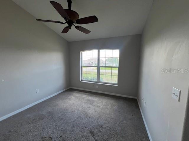 8100 SW 56th Ter, Ocala, FL 34476 - carpeted spare room featuring lofted ceiling, baseboards, and ceiling fan