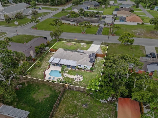 460 E Haines Blvd, Lake Alfred, FL 33850 - aerial perspective of suburban area featuring a pool and property parcel outlined