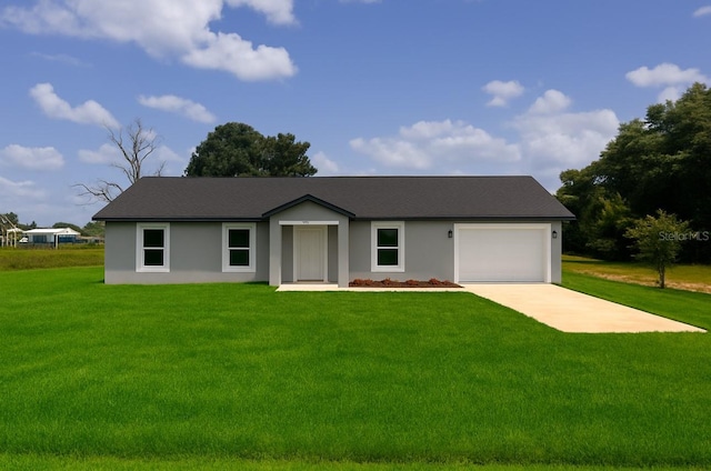 3527 SW 149th Ter, Ocala, FL 34481 - view of front of property featuring a garage, stucco siding, a front yard, and concrete driveway