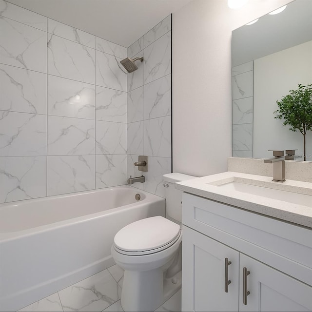 3527 SW 149th Ter, Ocala, FL 34481 - bathroom with marble finish flooring, vanity, toilet, and  shower combination