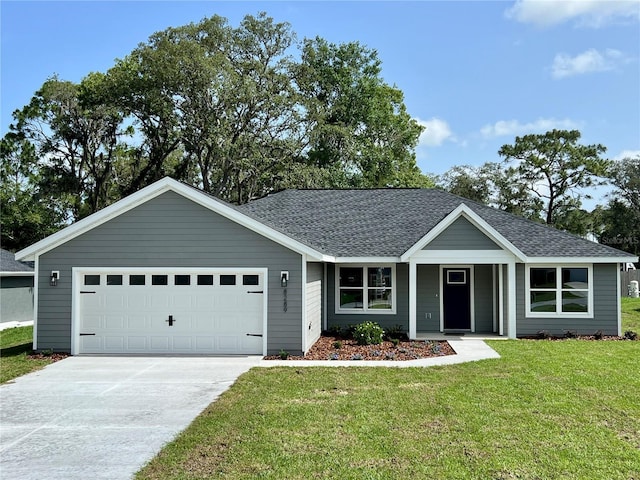 8289 SE 159th Ln, Summerfield, FL 34491 - single story home featuring a front lawn, a shingled roof, driveway, and a garage