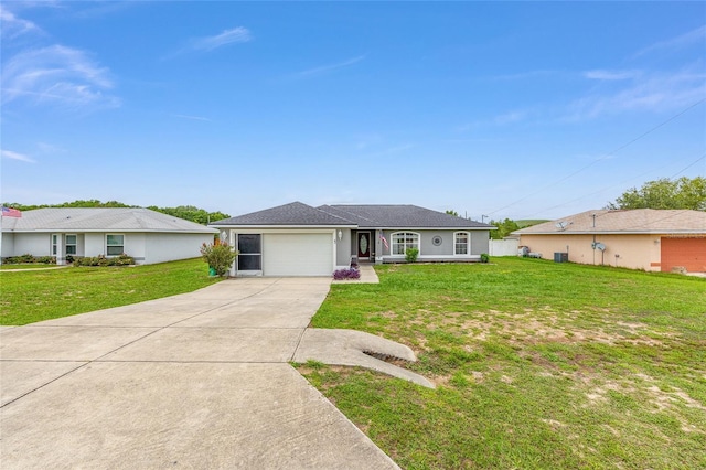 63 Walnut Crse, Ocala, FL 34480 - ranch-style home featuring concrete driveway, a garage, and a front lawn