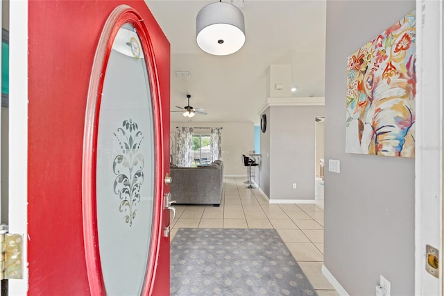 63 Walnut Crse, Ocala, FL 34480 - tiled foyer featuring ceiling fan and baseboards