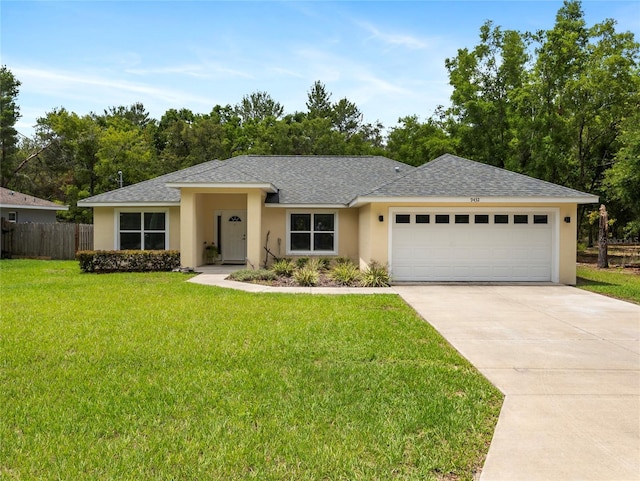 9432 SE 159th Ln, Summerfield, FL 34491 - ranch-style house featuring a shingled roof, stucco siding, a garage, and concrete driveway