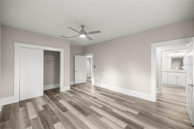 4609 NE 7th St, Ocala, FL 34470 - unfurnished bedroom featuring light wood-style floors, a closet, and ceiling fan