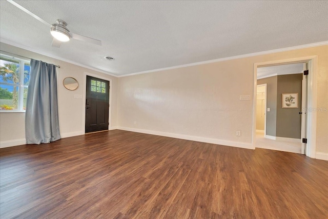 6511 SE 25th Ave, Ocala, FL 34480 - unfurnished room featuring wood finished floors, a ceiling fan, baseboards, ornamental molding, and a textured ceiling