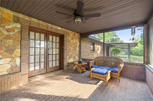 6497 W Anthony Rd, Ocala, FL 34479 - sunroom featuring french doors and ceiling fan