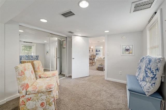 12335 SE 130th Ct, Ocklawaha, FL 32179 - living area with carpet flooring, baseboards, and recessed lighting