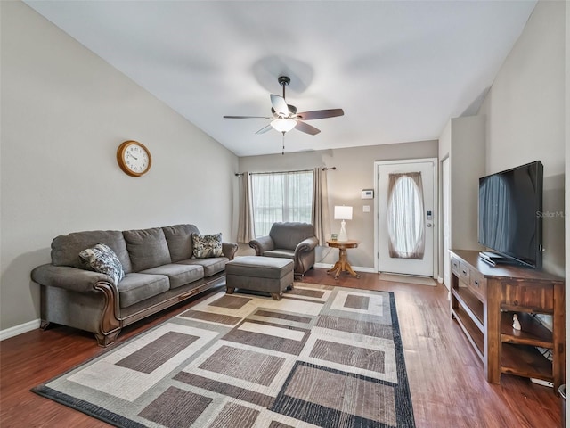 11 Pecan Course Loop, Ocala, FL 34472 - living area with ceiling fan, wood finished floors, and baseboards