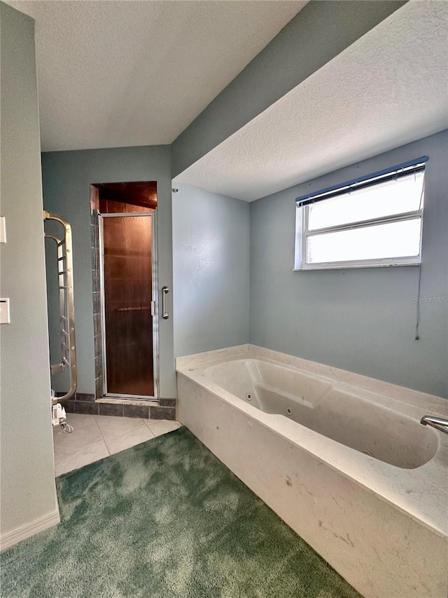 2020 W Snowy Egret Pl, Citrus Springs, FL 34434 - full bath with a tub with jets, a textured ceiling, and a shower stall