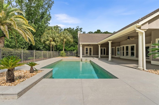 659 NW 155th Way, Newberry, FL 32669 - view of pool featuring a ceiling fan, french doors, and a patio area