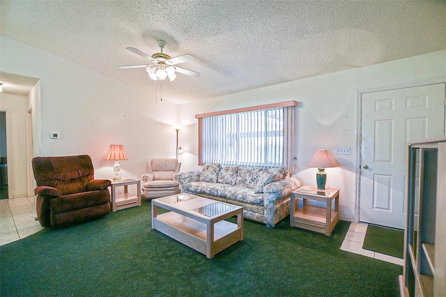 10699 SE 178th St, Summerfield, FL 34491 - living area with ceiling fan, a textured ceiling, and tile patterned floors