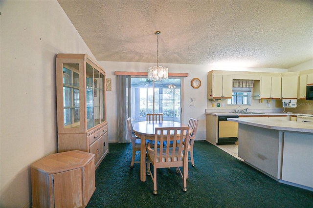 10699 SE 178th St, Summerfield, FL 34491 - dining area featuring a textured ceiling, a chandelier, and dark carpet